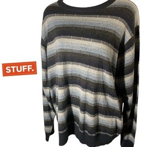 Dockers Men's Crewneck Sweater - Black and Gray Stripes (item#10141)